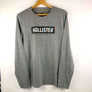 HOLLISTER CALIFORNIA - Christmas Holiday grey red long-sleeve pullover t-shirt